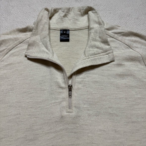Wool Renown Men’s Llama Ivory Cream Mock Neck 1/4 Zip Up Sweater M - Picture 5 of 6